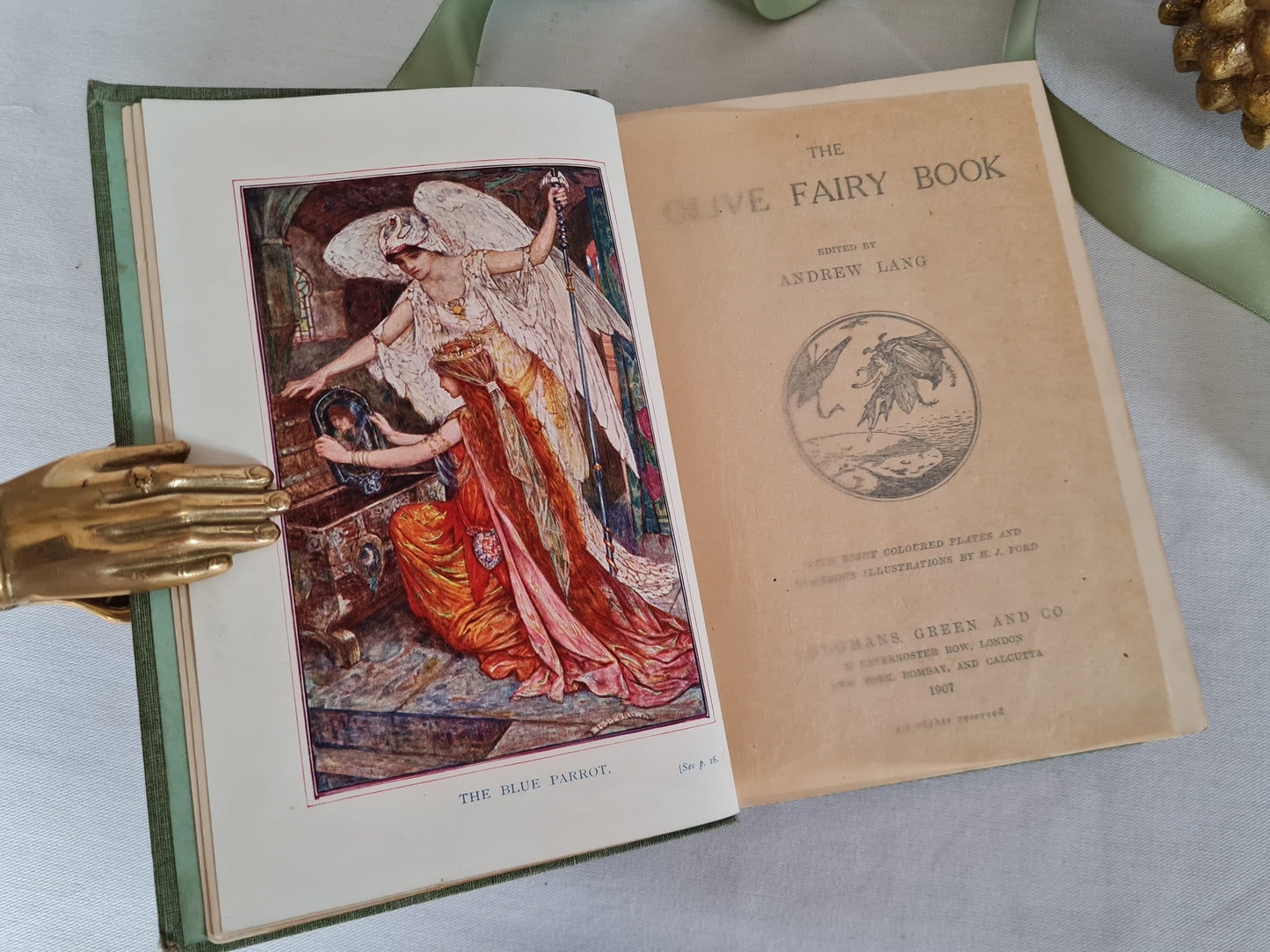 1907 The Olive Fairy Book Edited by Andrew Lang / FIRST EDITION / Beautiful Vintage Book of Fairy Tales / Numerous Illustrations / SCARCE