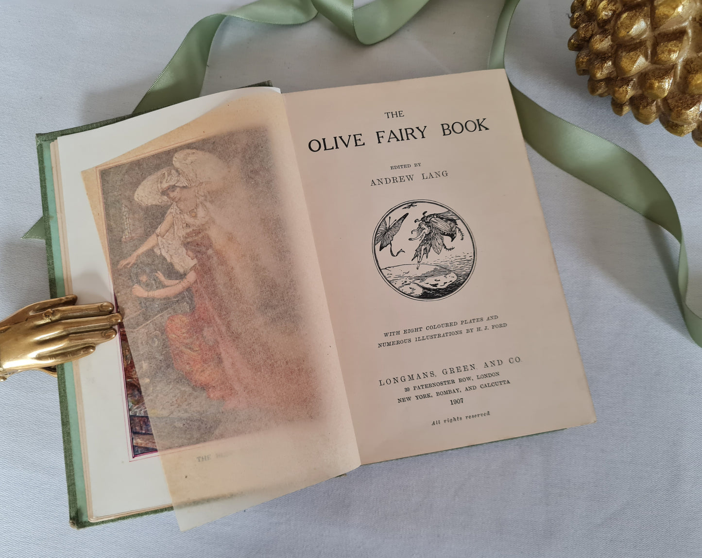 1907 The Olive Fairy Book Edited by Andrew Lang / FIRST EDITION / Beautiful Vintage Book of Fairy Tales / Numerous Illustrations / SCARCE