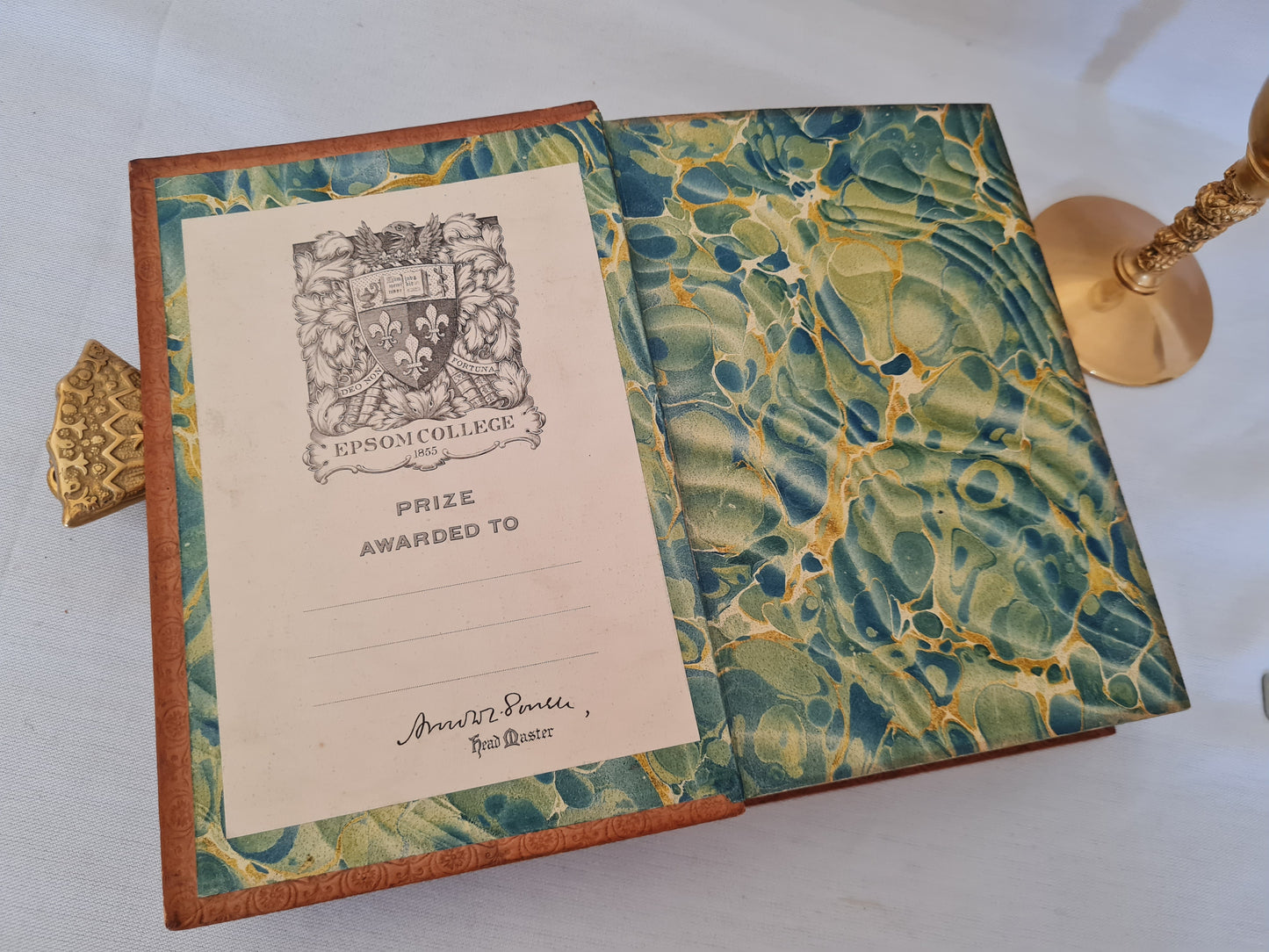 1927 The Romance of Modern Invention / Beautifully Bound in Full Leather / Marbled Page Edges and Endpapers / Illustrated / Good Condition