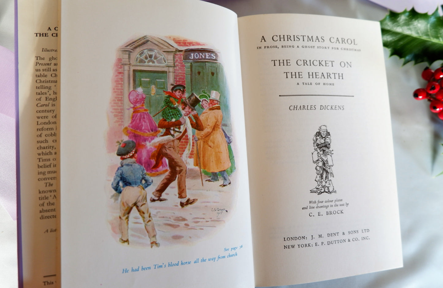 1975 A Christmas Carol and The Cricket on the Hearth by Charles Dickens / JM Dent, London / Illustrated Vintage Edition in Good Condition