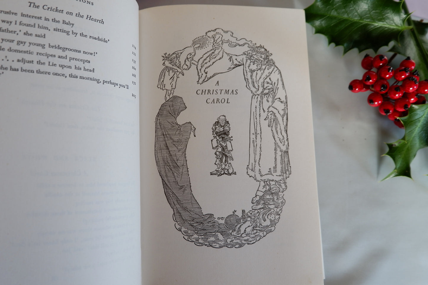 1975 A Christmas Carol and The Cricket on the Hearth by Charles Dickens / JM Dent, London / Illustrated Vintage Edition in Good Condition