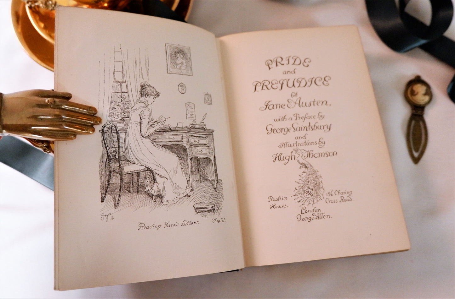 1895, Pride and Prejudice by Jane Austen / The Peacock Edition / George Allen, London / In Good Condition / Illustrated by Hugh Thomson